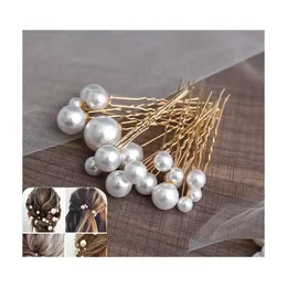 Headpieces 18st/Lot Wedding Pearl Hair Pins Gold Sier Brudtillbehör för brudbrudtärnor Kvinnliga smycken Frisyr Al9979 Drop Dh1ny