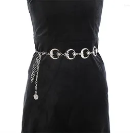 Chains Harajuku Punk Moon Metal Belts Women Vintage High Waist Chain Gothic Sun Sliver Pendant Female