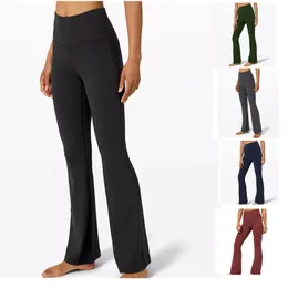 Calças de ioga lululemens calças leggings femininas roupas femininas comprimento total skinny flare 5 cores disponíveis cintura elástica roupas de grife leggings femininas calças de grife