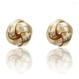 Stud Earrings Creative Geometric Gold Fashion Hollow Out Twisting Round Lady Party Jewelry Accessories