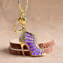La borsa del moschettone della scarpa degli anelli chiave del portachiavi delle scarpe dell'alto tallone di cristallo di modo appende i gioielli del portachiavi del metallo delle donne DROP SHIP