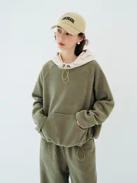 Damen Hoodies Sweatshirts Imakokoni Original Design Herbst und Winter warmer Hoodie Dicke grüne Modetrend Casual Top Damen Wear 230306