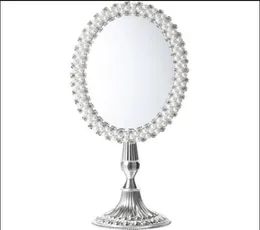 European Oval Sliver Color Single Metal Crystal Pearl Makeup MirrorDesktop Decorative Mirror Wedding Decoration Mirror HZJ004 Mi1320070