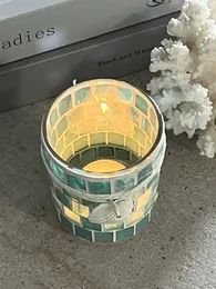 SEA SHELM MOSAIC GLASS Candle Hurtle Candle Cup Dekoracyjne świecznik