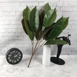 Decorative Flowers Artificial Plant 50 Cm 7 Fork Tropical Leaves Fake Branch Magnolia Leaf Wall Home Office Decoration