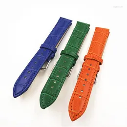 Watch Bands Wholesale 10PCS/lots 18mm Genuine Leather Band Strap Blue Green Orange Color Available - 091303