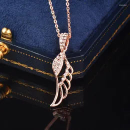 Naszyjniki wisiorek Leeker 2023 Charm Cubic Zirconia Anioł Naszyjnik dla kobiet Rose Gold Kolor Choker Akcesoria Biżuteria 539 LK6