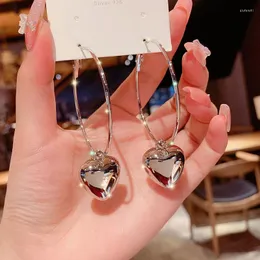 Brincos de balanço Zoshi Personalidade Big Circle Heart Pinging for Women Fashion Korean Girls Jewelry Design Simple