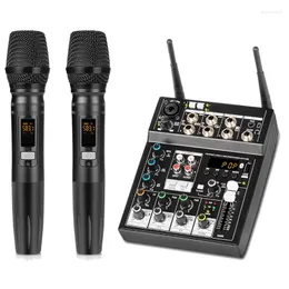 Microphones Mixer med trådlös mikrofonstudio Sound Mixers 4 Channel Bluetooth Rec DJ Console Mixing B