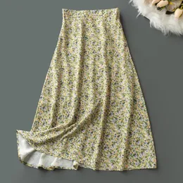 Skirts Summer Broken Flower Long Skirt Women Floral Printing High Waist Casual Work Dress Girls Elastic For Office