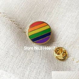 Pins spille 50pcs badge personalizzato per spille smaltato e spilla arcobaleno gradevole orgoglio gay unico les lesbica perno a baimino colorf round metal dhl9z