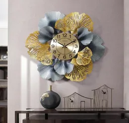 Wall Clocks Chinese Ginkgo Leaf Living Room Clock Creative Home Luxury American Simple Decorative9189318