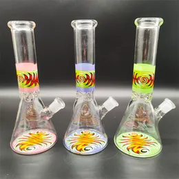 2023 Heady Bong Glass Bong Water Pipe Doodle Style Bottom and Middle OEM ODM 10 Inches Smoking Bubbler Dabber Rig Recycler 14mm Colorful Joint Wholesale