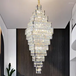 Chandeliers Villa Light Luxury Crystal Luster Duplex Building Building Hall żyrandol 2023 Trend Modern Decoration Home 8898#