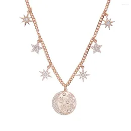 Ketten süße Rosegold Farbe Mond Halsketten Quastenstar Charme CZ für Frauen Weihnachten Chokerkragen Hochzeit Schmuck Schmuck