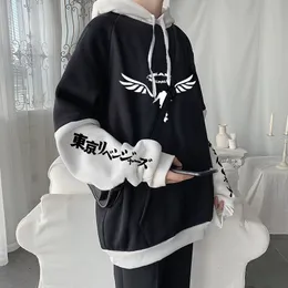 Menina anime dos desenhos animados personalidade dark hip hop japonês  harajuku topos solto casual inverno hoodie