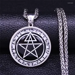 Pendanthalsband Magic Circle Witchcraft Pentagram rostfritt stål glas silverfärg lång halsband för kvinnor/män smycken cadena nxs03