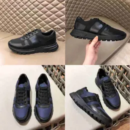 Prad Luxurys Designers Men Sapatos Prax 01 Couro e Tecnical Sneakers Sneakers Calfskin Vintage Mesh Runner Trainers With Box 296 RN8s