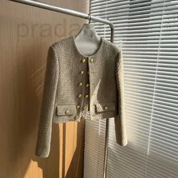 Kvinnors jackor designer kvinnor s runway tweed mode liten doft guld dubbel breasted ull kappa varumärke lyxig ulljacka casaco outwear topp 220913 72p2