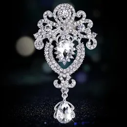 Dianons Crystal Crown Drop Broches Pins Corage Clipes de lenço de noivado Broche de casamento para homens jóias de moda