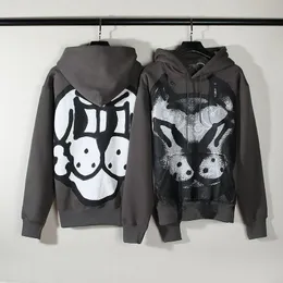 Herren-Kapuzenpullover und Damen-Kapuzenpullover mit Cartoon-Hundekopf-Graffiti-Druck