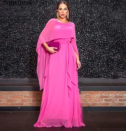 أم أنيقة لفساتين العروس الساخنة الوردي O-neck Chiffons Druffles Vestidos Para Madre de Novia 2023