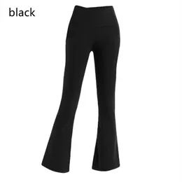 Womens Pants Yoga Clothes Lululemens Women Flared Pants High-waisted Tight-Fitting Belly Show Figure Sports Yogas Nine-Point Pant Trousers