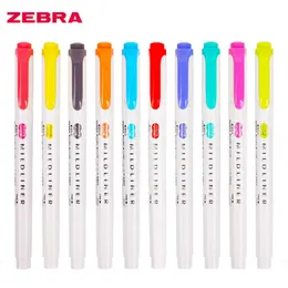 Highlighters Zebra Mildliner Highlighter Pen Zebra Wkt7 Mild Liner Double Headed Art Marker Pens for Painting Supplies Stationery J230302