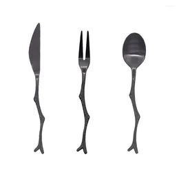 Serisuppsättningar Set Spoon Fork dessert Rostfritt stålskedar Kaffekraftsgafflar Cutlery Fruit Vintage Silverware Kitchen Kit Tabeller