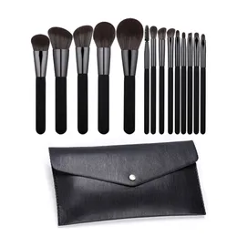 Beauty Items High Quality Professional Vegan Makeup Brushes Private Label Custom Logo Black Set Make Up Brushes With Smooth paint handle