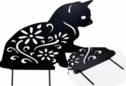 Black Cat Silhouette Stake per set da cortile di 3 giardini decorativi per gatti metallici 3190920