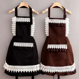 Aprons high end princess lace apron breathable waterproof kitchen cooking oil proof workwear beauty shop 230307