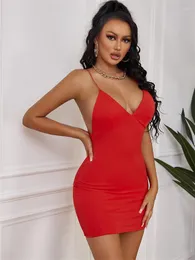 Nibber Deep V-neck Halter Mini Dress Women Sexy Cleavage Stunning