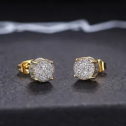 Hot Full Diamond Hip Hop Men's Earrings Zircon Micro-Inlaid Color Separation Electroplating Circular Earrings Wholesale