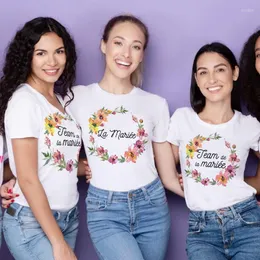 Camisetas femininas Time de despedida de solteira da equipe de la Mariee Tshirt Chuveiro de casamento Bridesmaid Group T-shirts Tops Roupas