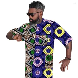Camisetas masculinas Novel Design Design Dashiki de camisa masculina Tornes de retalhos de mangas meia -moda masculina Moda nigeriana Roupas de casamento africanas