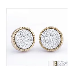 Charm Sier Ice Out High Diamond Cluster Zircon Round Screw Back Earrings Men And Women Hip Hop Jewelry Drop Delivery Dhmuk