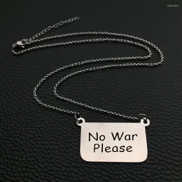 Colares pendentes Símbolo de paz sem guerra, por favor, colar de aço inoxidável inspirador orar por jóias de moda presente yp8868