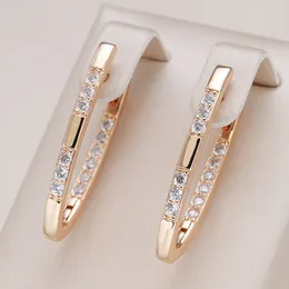 Rose Gold Color Earrings For Women Girl Fashion Geometric Natural Zircon Drop Earring High Quality Daily Jewelry