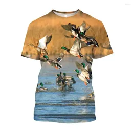 Herr t-skjortor jumeast 3D anka jakt kamouflage tryckt skjorta för män överdimensionerade unisex baggy casual t-shirts gata slitage kläder t-shirty