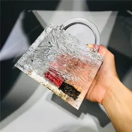 Pink Sugao Crystal Luxury Evening Bag 숄더백 투명한 얼음 균열 아크릴 블링 파티 지갑 탑 여성 결혼 날 클러치 BA246A