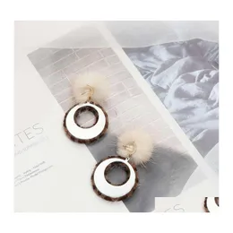 Charm Womens Fashion Twocolor Fluffy Faux Fur Small Hollow Ball Pompom Hook Earrings Pendant Mothers Day Gift Drop Delivery Jewelry Dh7No