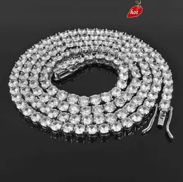 Hip Hop Jewelry S925 Silver CZ Tennis Chain In-Stock 3mm 4mm 5mm Loose Gemstone Cz Diamond Tennis Necklace