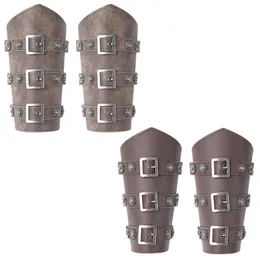 Подтяжки готические браслеты в стиле стимпанк мужчины косплей рыночный воин на плечо зашнуруют из искусственных кожаных бракеров с пряжкой 230307