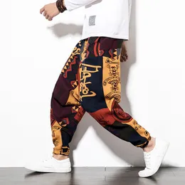 Męskie spodnie workowate bawełniane mężczyźni Spodnie haremowe z kieszonkowymi mężczyzn Hip-Hop Harem Spodnie szerokie nogi spodnie swobodni vintage mężczyźni Aladdin Spodnie 230307