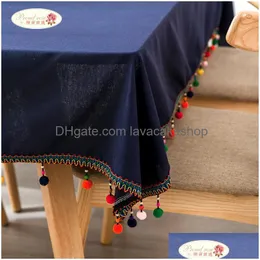 Tischdecke Proud Rose Navy Blue Tafellaken Baumwolle Leinen Tischdecken Kreative Quaste Tischdecke Er Dekoration T200707 Drop D Otzop