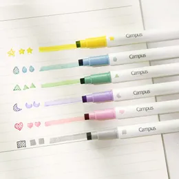 Highlighters 16pcs Kokuyo Stamp Line Highlight Set Set Star Love Color Marker Spot Liner для рисования Paint Art Office School A7214 J230302