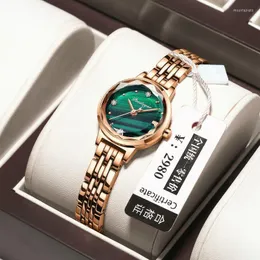 Wristwatches 2023 Japan Quartz Malachite Green Dial Luxury Ladies Watch Simple Rose Gold Stainless Steel Waterproof WristwatchWristwatches M