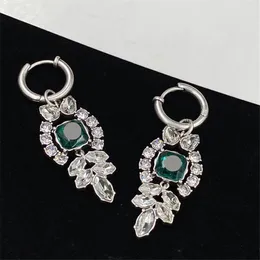 Spring Buckle Ear Stud Leaf Jewels Dangle Charm Women Large Green Jewel Earrings with Diamonds