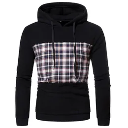 Herrtröjor tröjor casual hoodie färgblock kontrollerad tröjor tröjor moletom sudaderas roupas masculinas